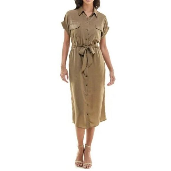 Socialite Dresses & Skirts - SOCIALITE Utility Midi Shirtdress in Cocoa Brown – Size Medium